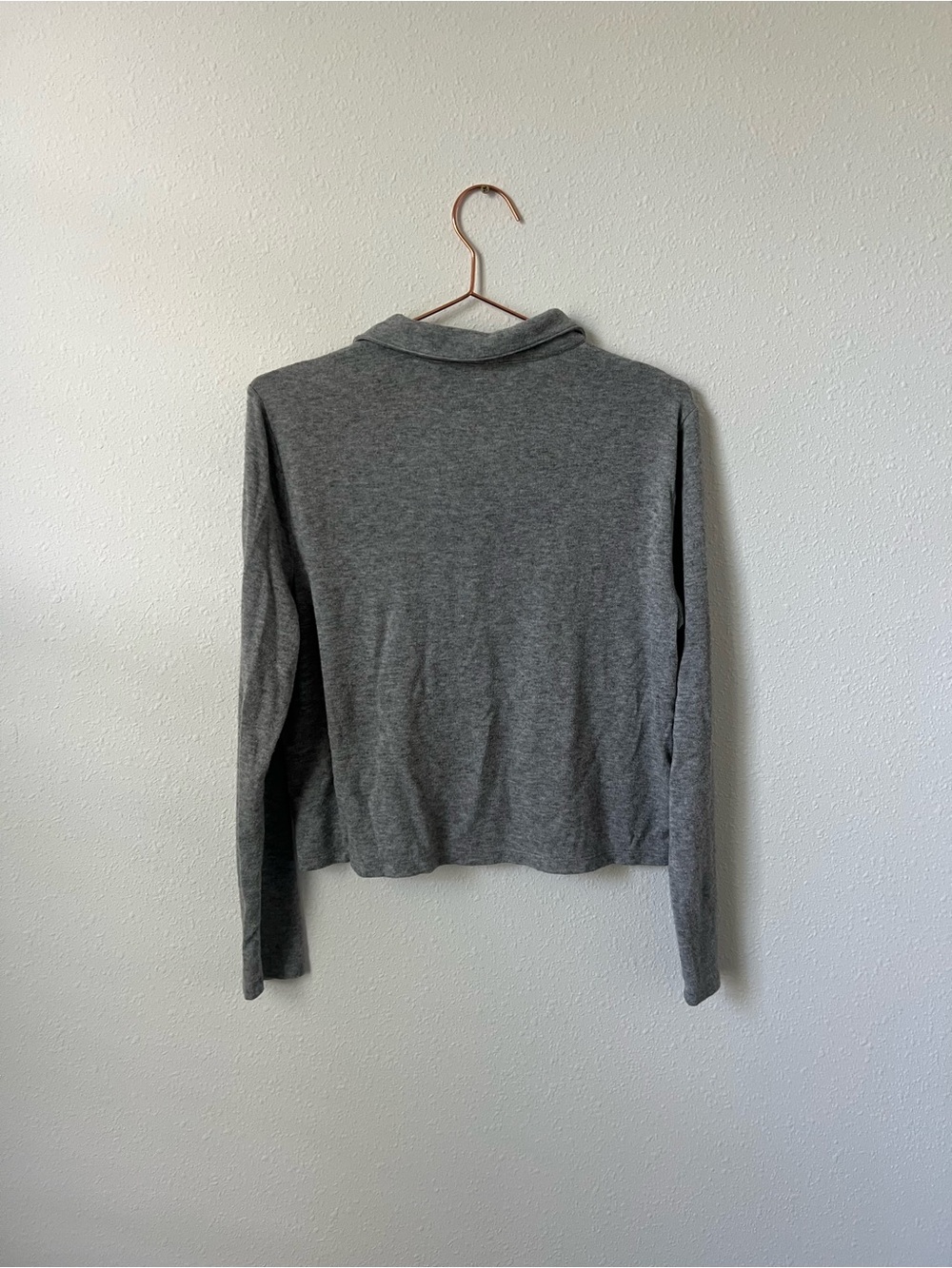 Grey Button-Up Collared Top - Picture 2 of 5